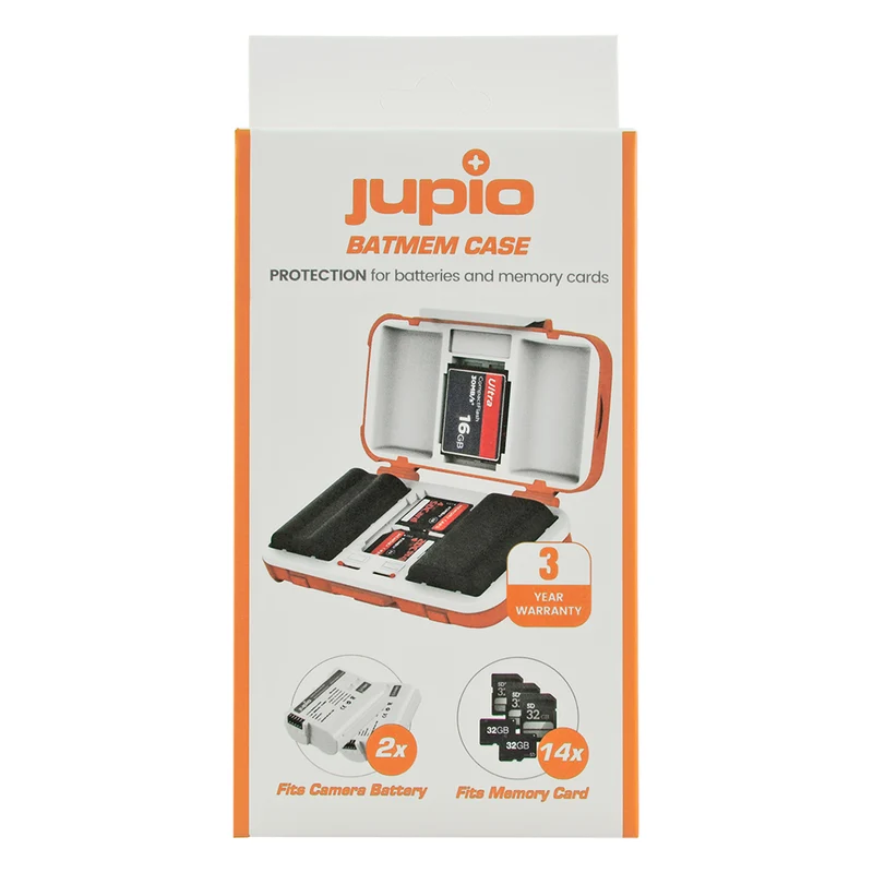 Jupio custodia 'BatMem' per 2 batterie di fotocamera e 14 schede di memoria