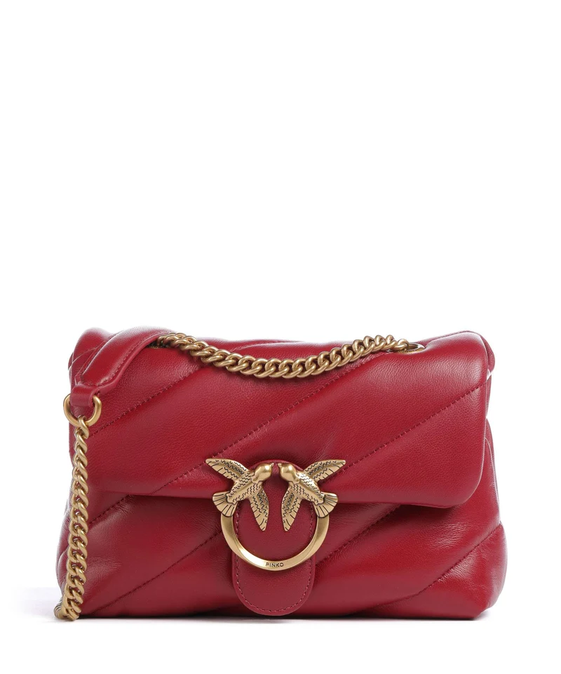 Pinko Love Puff Mini Borsa a spalla rosso scuro/antique gold