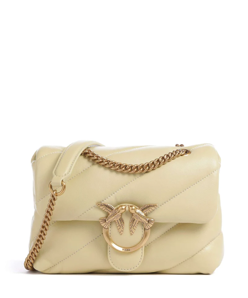 Pinko Love Puff Mini Borsa a spalla giallo vaniglia/antique gold