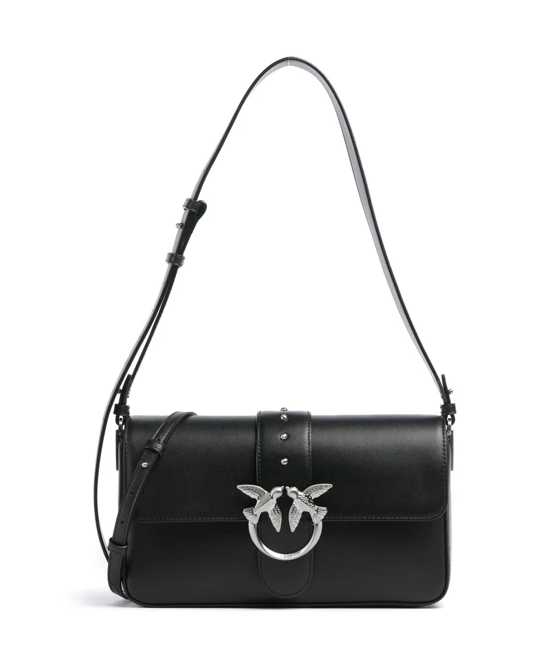 Pinko Love One Classic Slouchy Borsa a spalla nero limousine/matt silver