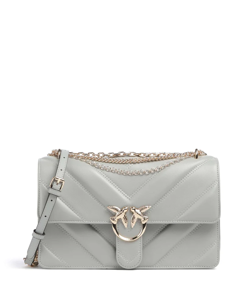 Pinko Love One Classic Borsa a spalla grigio perla/gold mordore