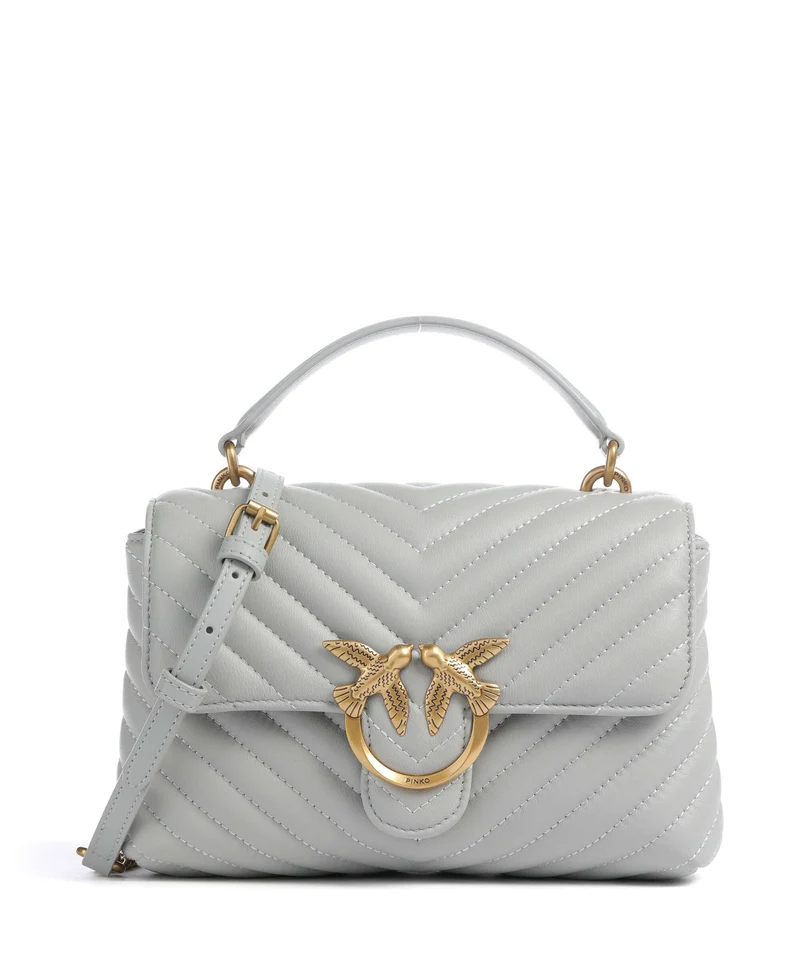 Pinko Love Lady Puff Mini Borsa a mano grigio perla/antique gold