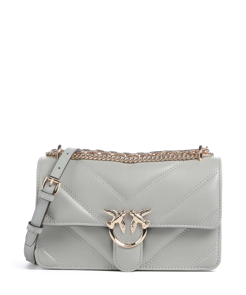 Pinko Love One Mini Borsa a spalla grigio perla/gold mordore
