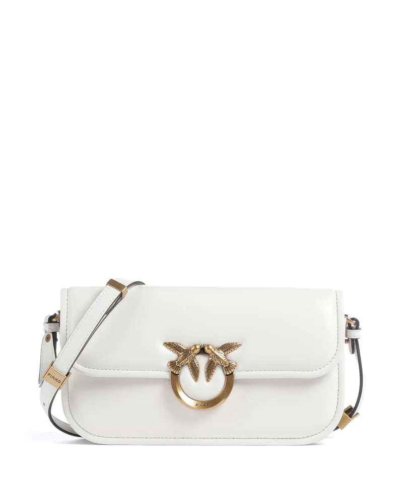 Pinko Love Box Horizontal Borsa a spalla bianco nembo/antique gold
