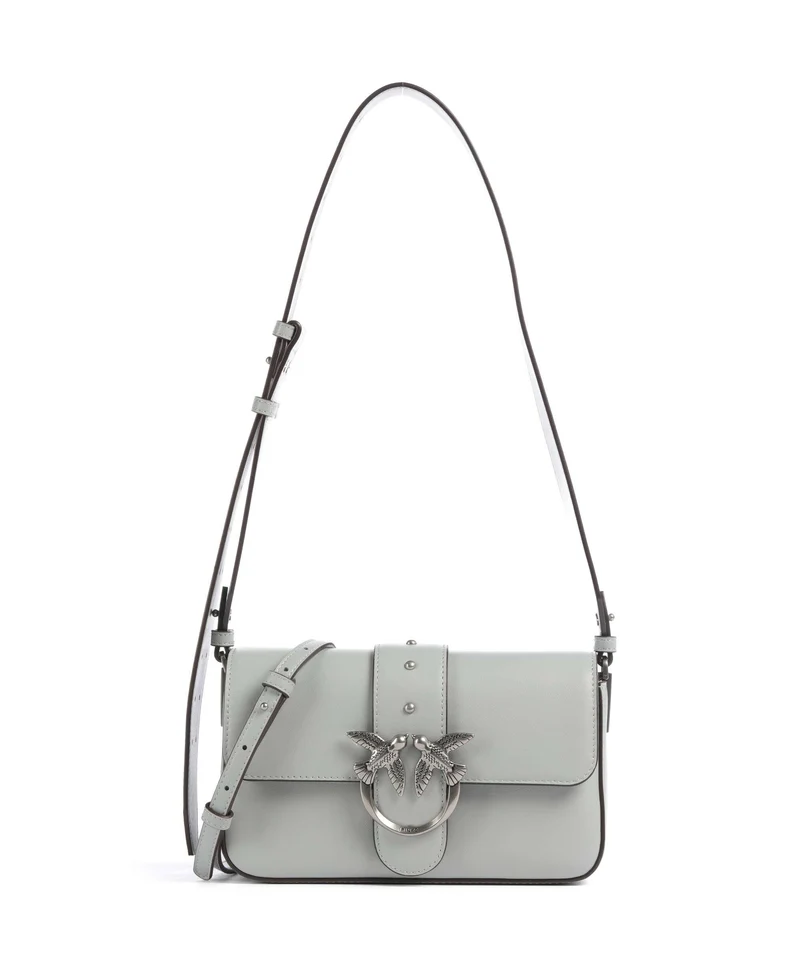 Pinko Love One Mini Slouchy Borsa a spalla grigio perla/old silver