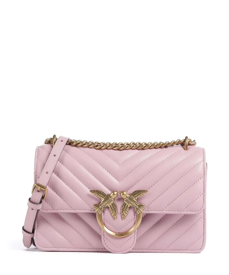 Pinko Love One Mini Borsa a spalla rosa chiaro/antique gold