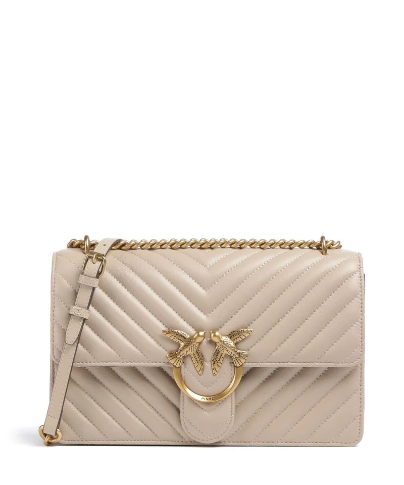 Pinko Love One Classic Borsa a spalla beige/grigio fumo/antique gold