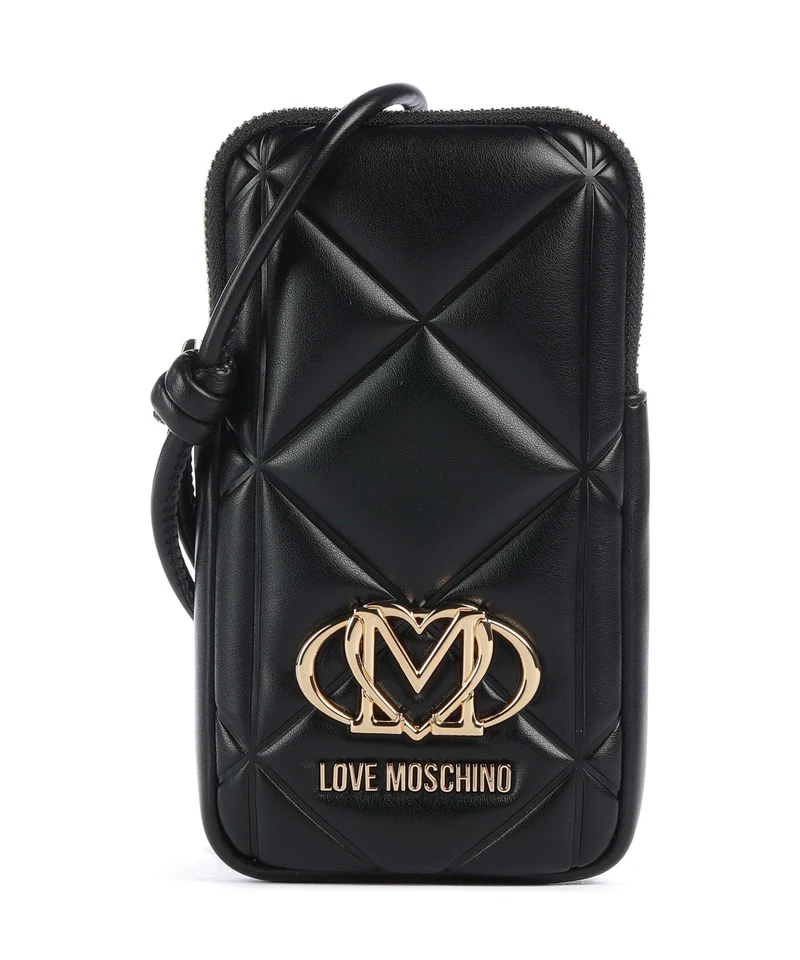 Love Moschino Embossed Q Borsetta porta cellulare black