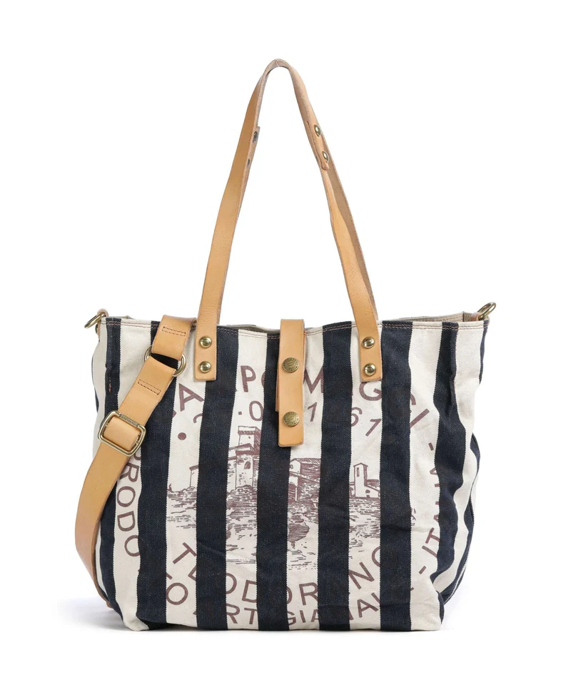 Campomaggi Borsa shopper blue/beige