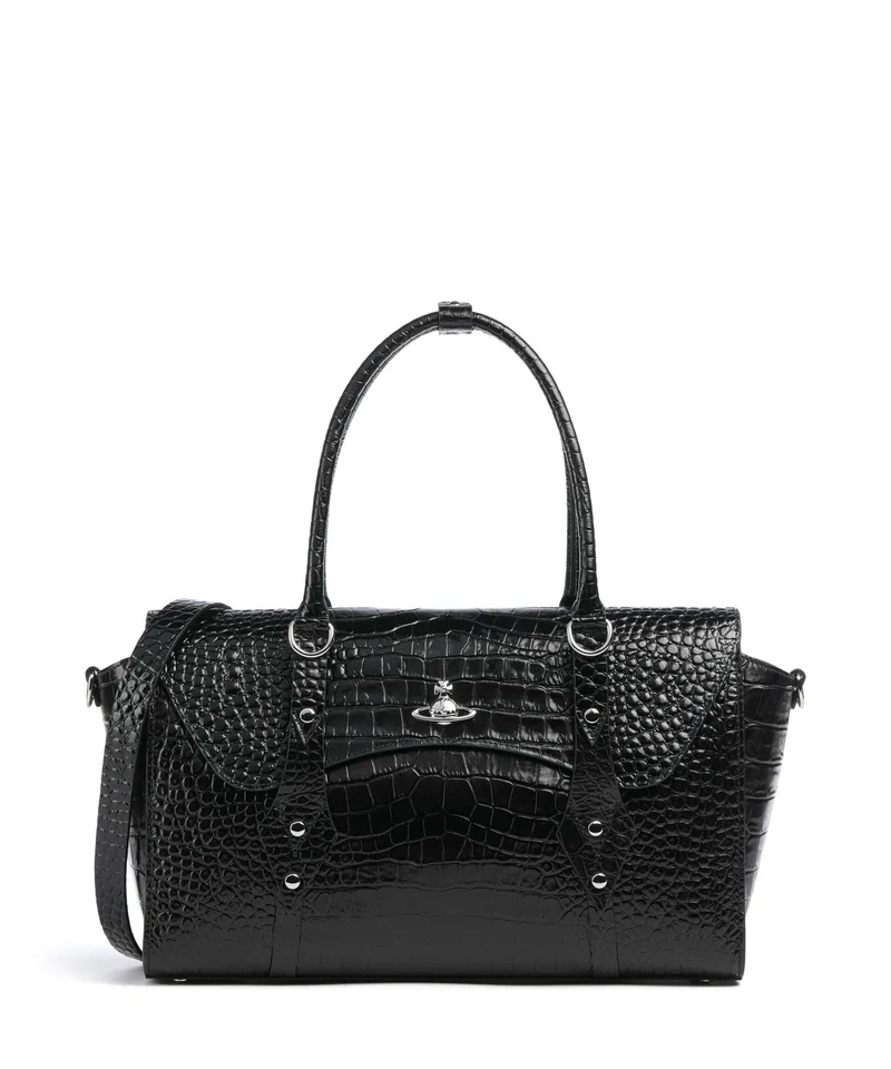 Vivienne Westwood Bettina Embossed Croc Medium Borsa shopper black