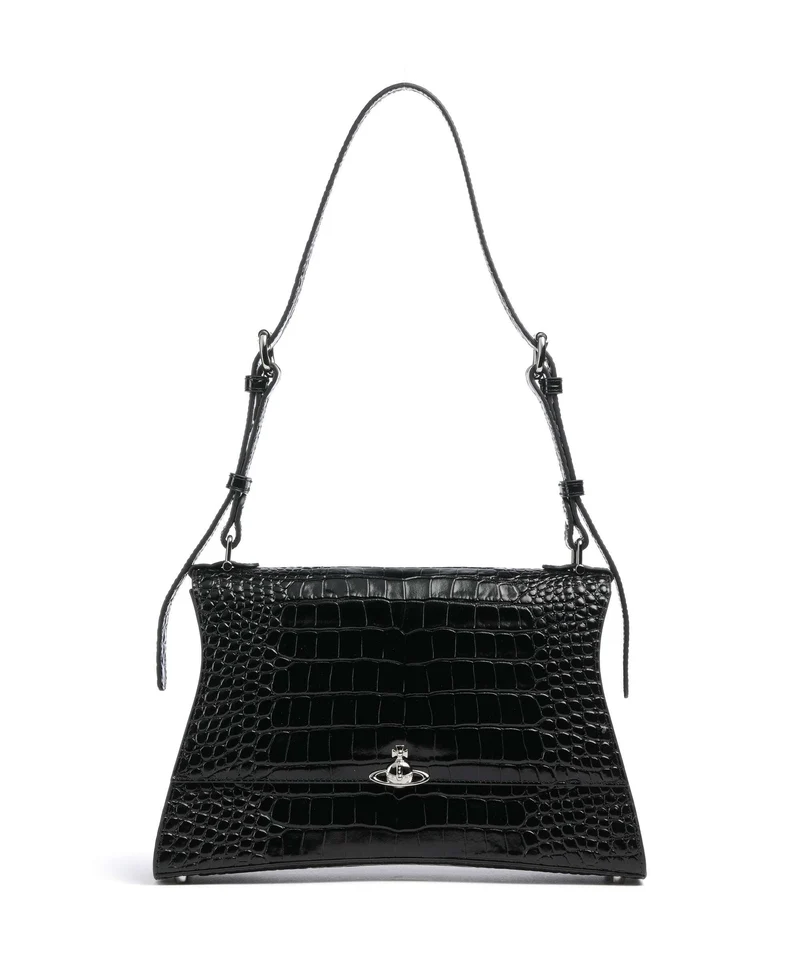 Vivienne Westwood Bianca Embossed Croc M Borsa a spalla black