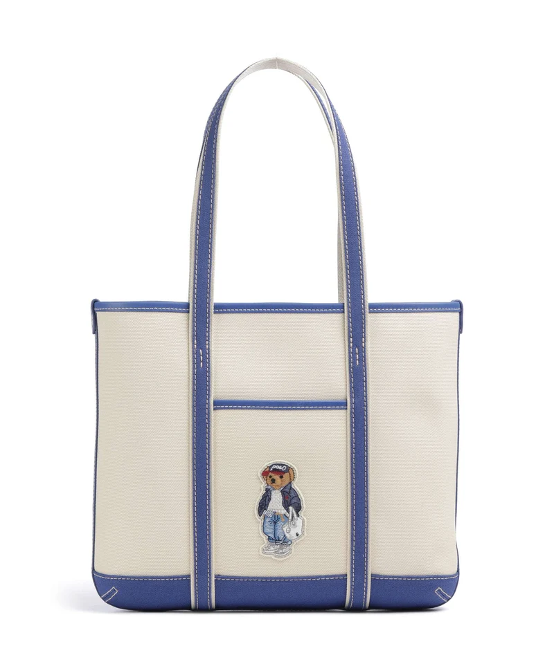 Polo Ralph Lauren Bear Spring Borsa shopper ecru/ indigo sky