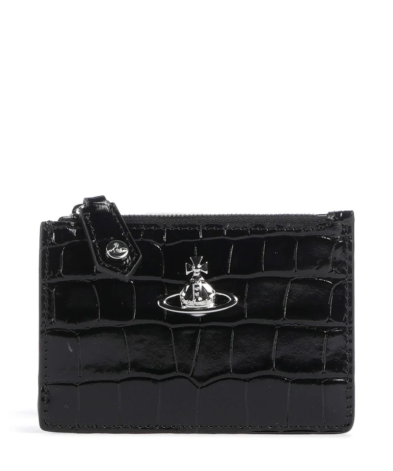 Vivienne Westwood Embossed Croc Slim Porta carte di credito black