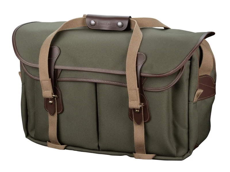 Billingham Borsa 555 MKII FiberNyte Salvia/ Bordi Cuoio cioccolato