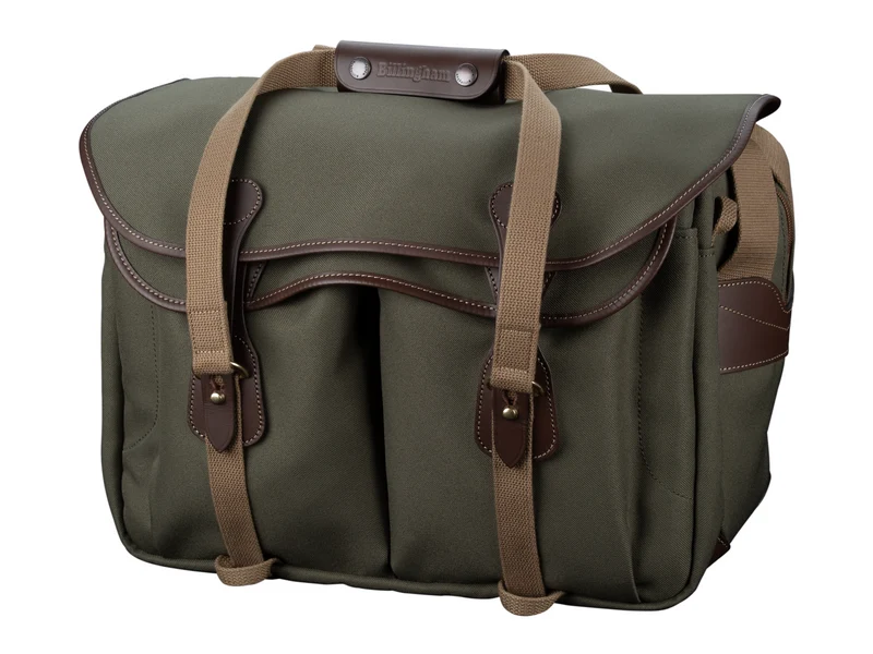 Billingham Borsa 445 MKII FiberNyte Salvia/ Bordi Cuoio cioccolato