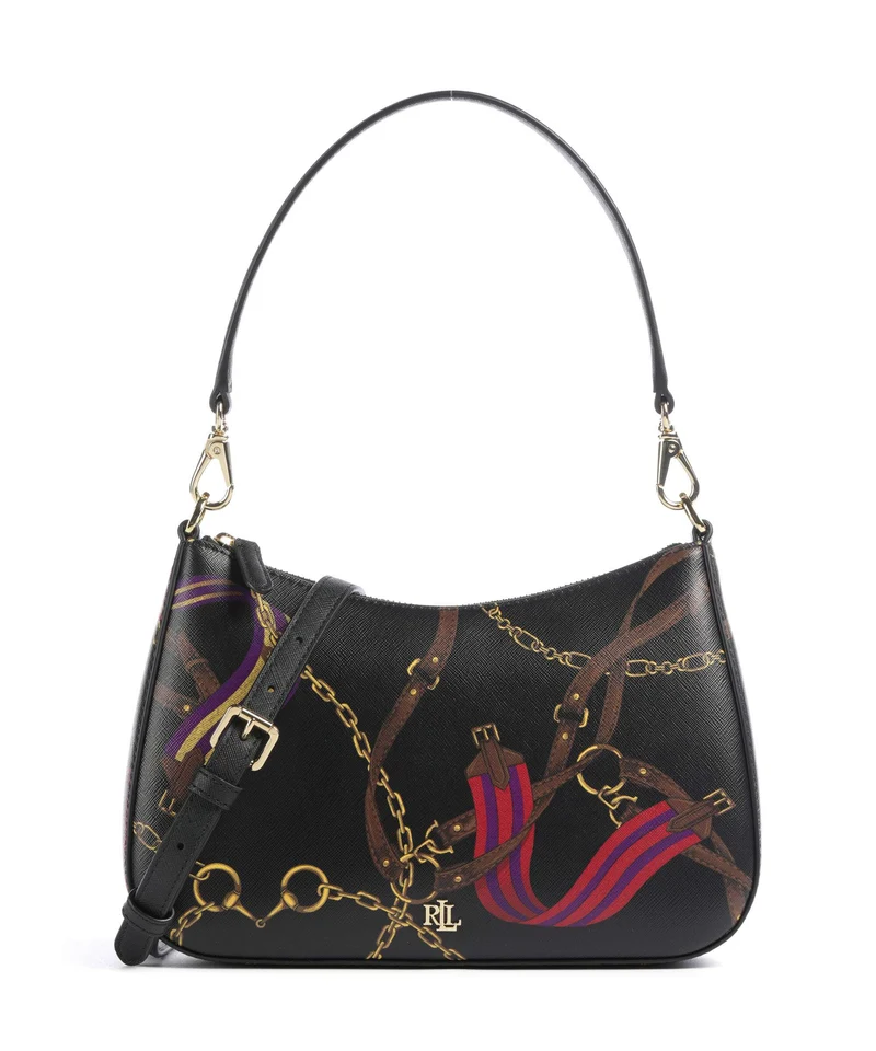 Lauren Ralph Lauren Danni 26 Borsa a spalla holiday equestrian belting/black