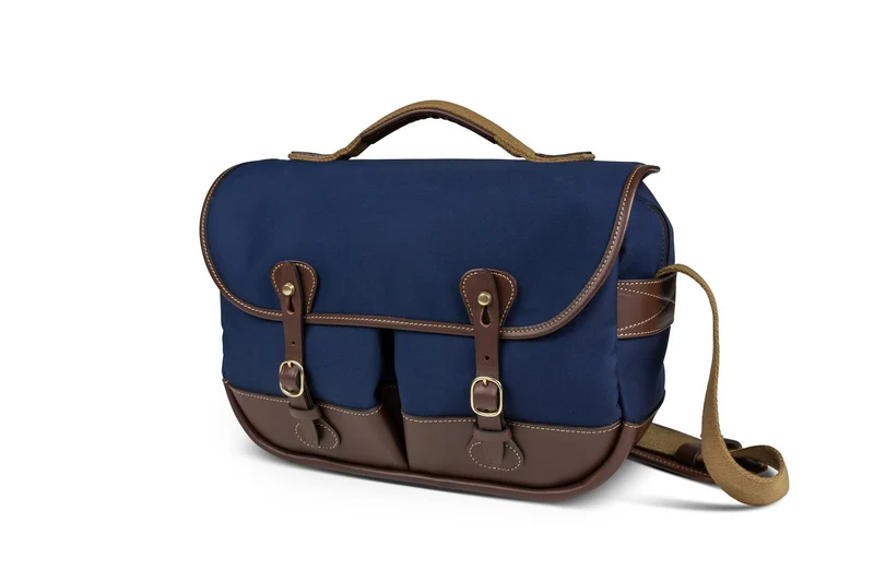 Billingham Borsa Mini Eventer Canvas Blu Navy/Bordi Cuoio cioccolato