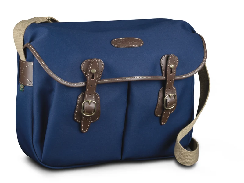 Billingham Borsa Hadley Large Tela Blu Navy/Bordi Cuoio cioccolato