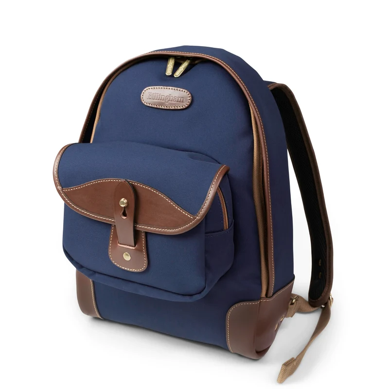 Billingham Zaino Rucksack 35 Tela Blu Navy/Bordi Cuoio cioccolato