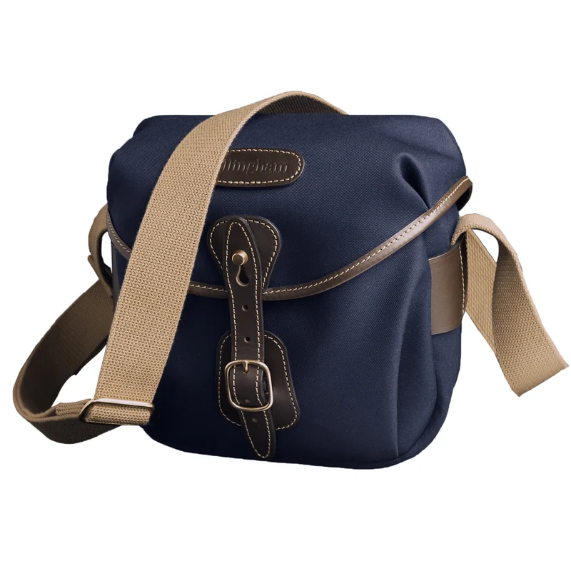 Billingham Borsa Hadley Digital Tela Blu Navy/Bordi Cuoio cioccolato