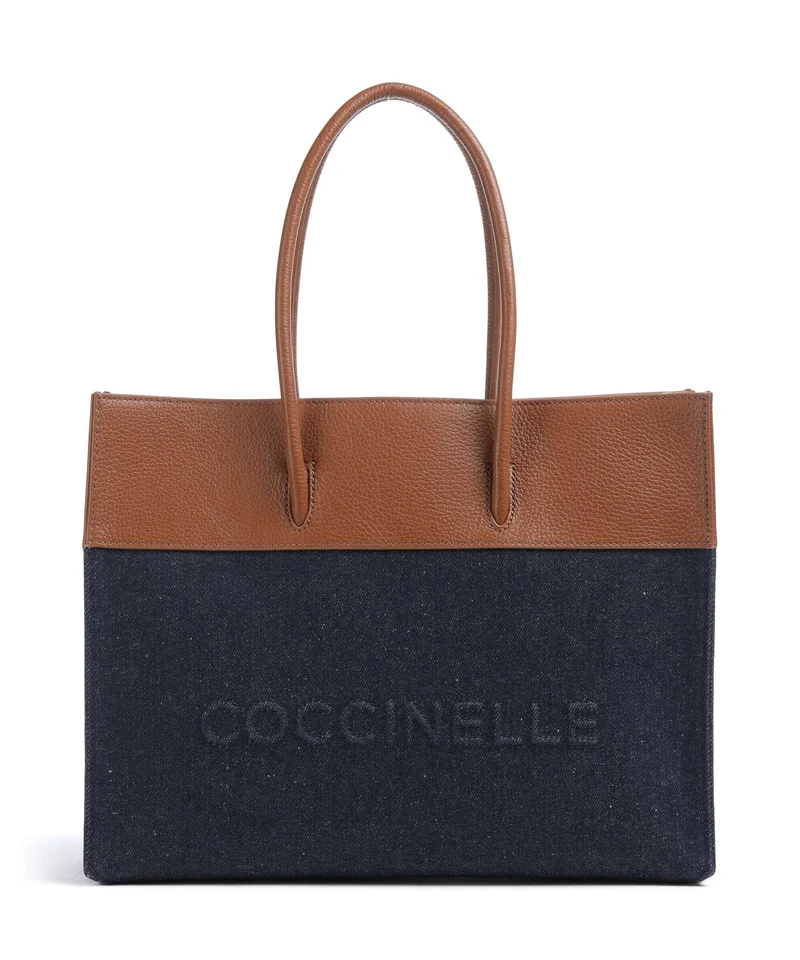 Coccinelle Myrtha Denim Borsa shopper blue/cognac