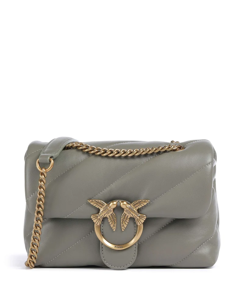Pinko Love Puff Mini Borsa a spalla verde vertiver/antique gold