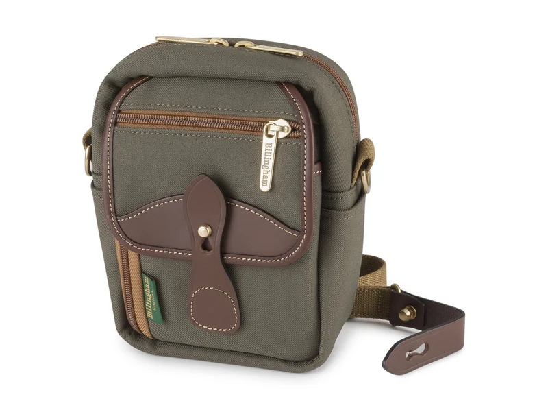 Billingham Borsello Compact Stowaway FibreNyte Verde Salvia/Bordi Cuoio cioccolato