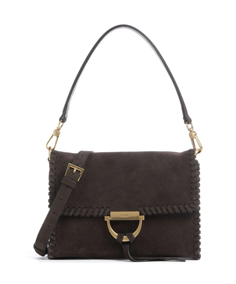 Abro Suede Temi Stitch Borsa a spalla dark brown