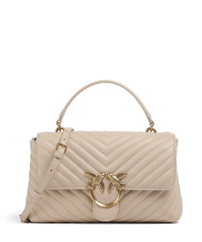 Pinko Love Lady Puff Classic Borsa a mano beige/grigio fumo/antique gold