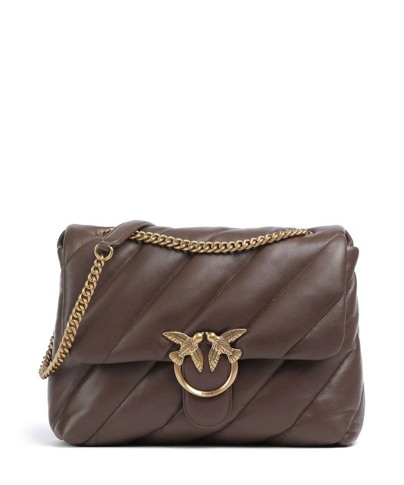 Pinko Love Puff Big Borsa a spalla marrone castano/antique gold