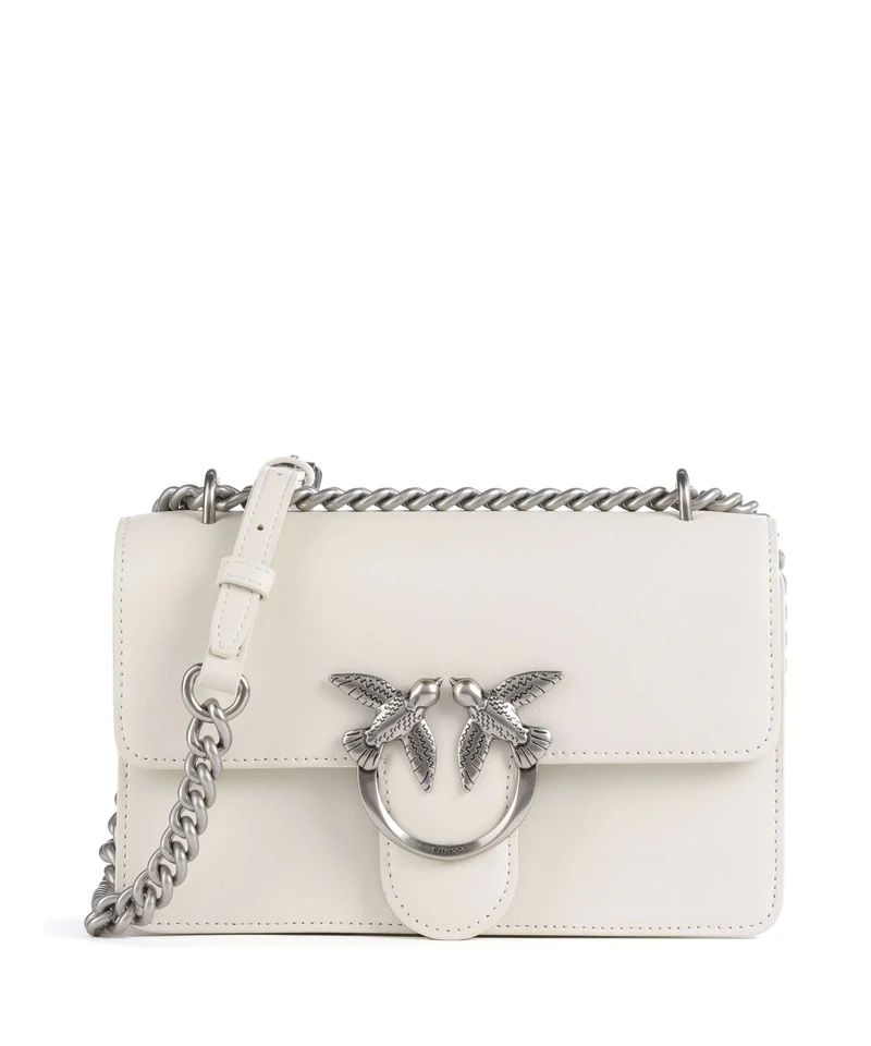Pinko Love One Mini Borsa a spalla bianco seta/old silver