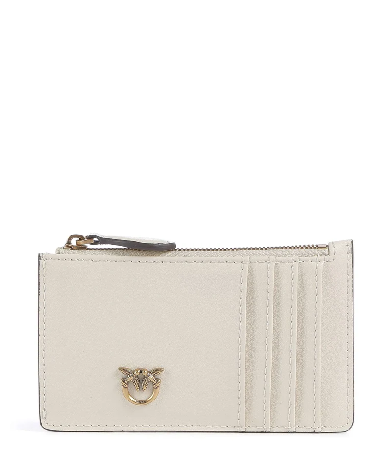 Pinko Airone Porta carte di credito bianco seta/antique gold
