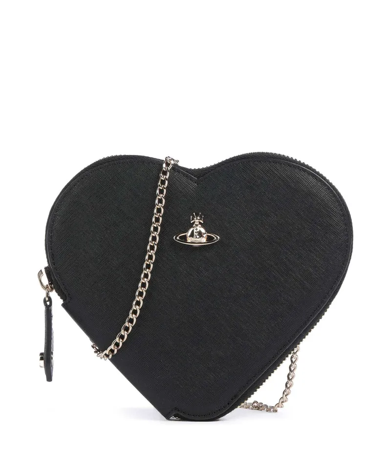 Vivienne Westwood Saffiano Heart Borsa a tracolla black