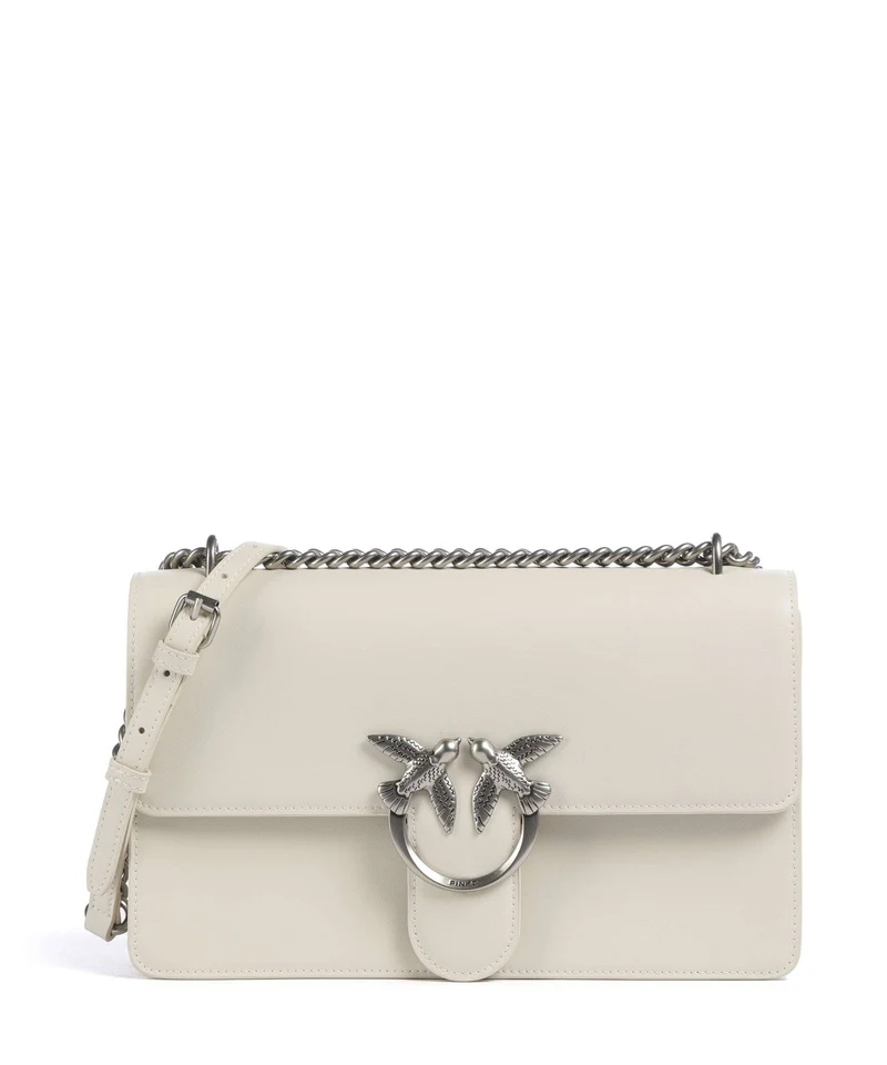 Pinko Love One Classic Borsa a spalla bianco seta/old silver