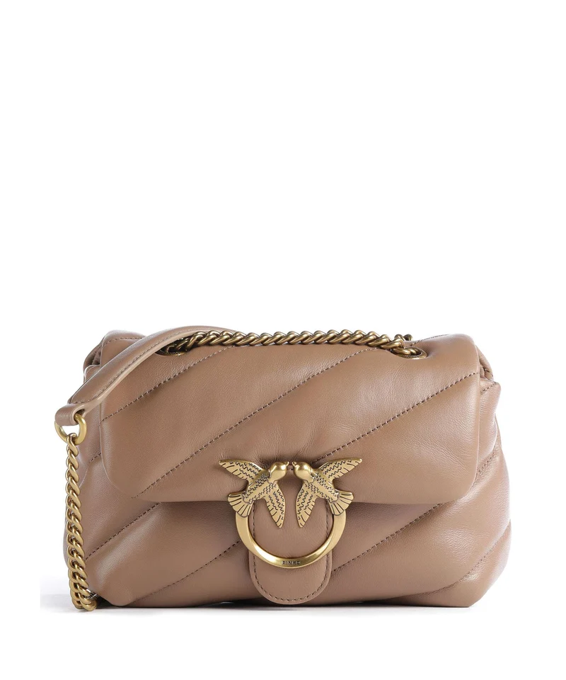 Pinko Love Puff Mini Borsa a spalla biscotto zenzero/antique gold