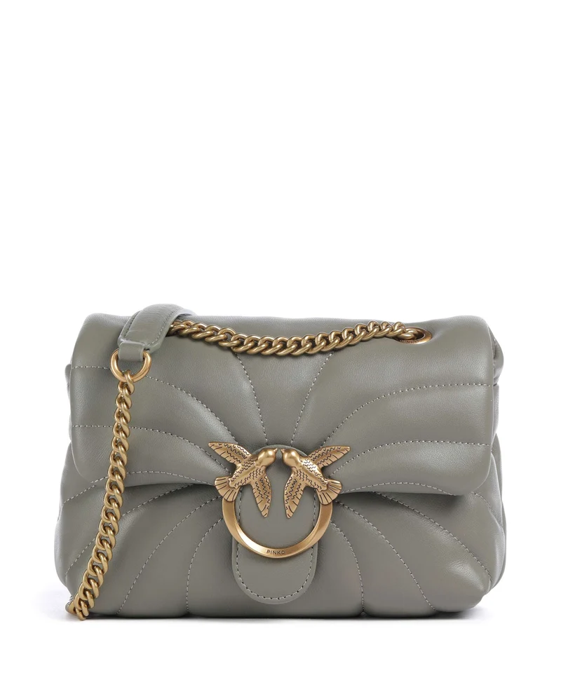 Pinko Love Puff Mini Borsa a spalla verde vertiver/antique gold
