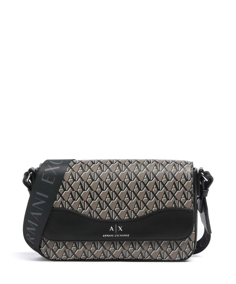 Armani Exchange Wave Monogram Borsa a tracolla brown bass/black