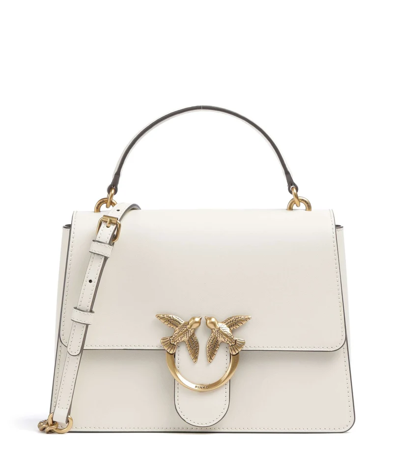 Pinko Love One Classic Borsa a mano bianco seta/antique gold