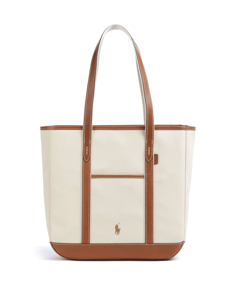 Polo Ralph Lauren Canvas Medium Borsa shopper ecru/cuoio