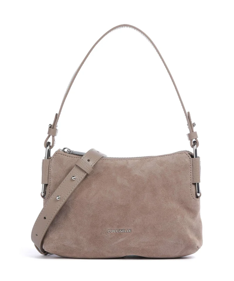 Coccinelle Rebekka Suede Borsa a spalla warm taupe
