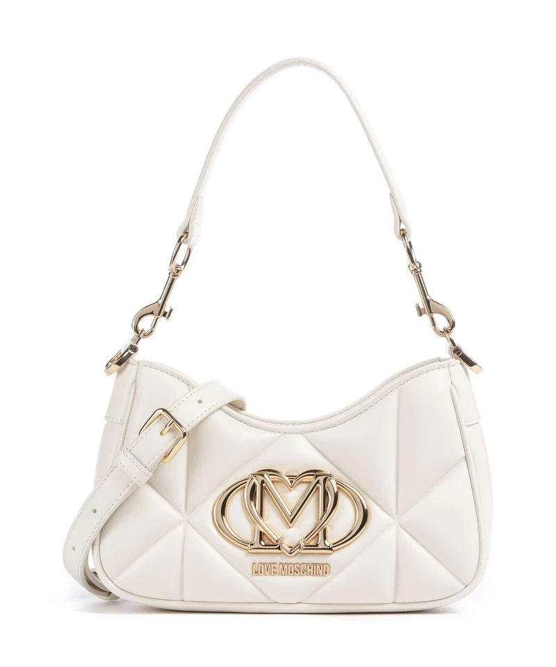 Love Moschino Embossed Q Borsa a spalla ivory