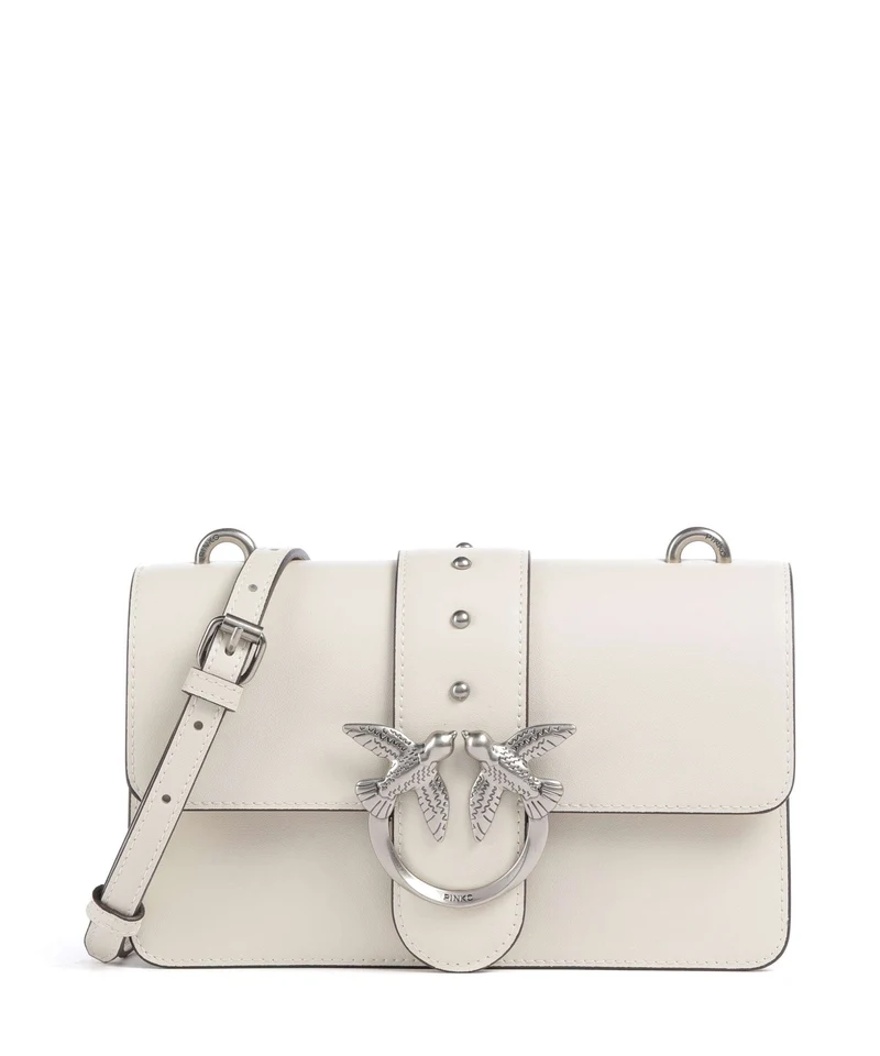 Pinko Love One Mini Borsa a tracolla bianco seta/old silver