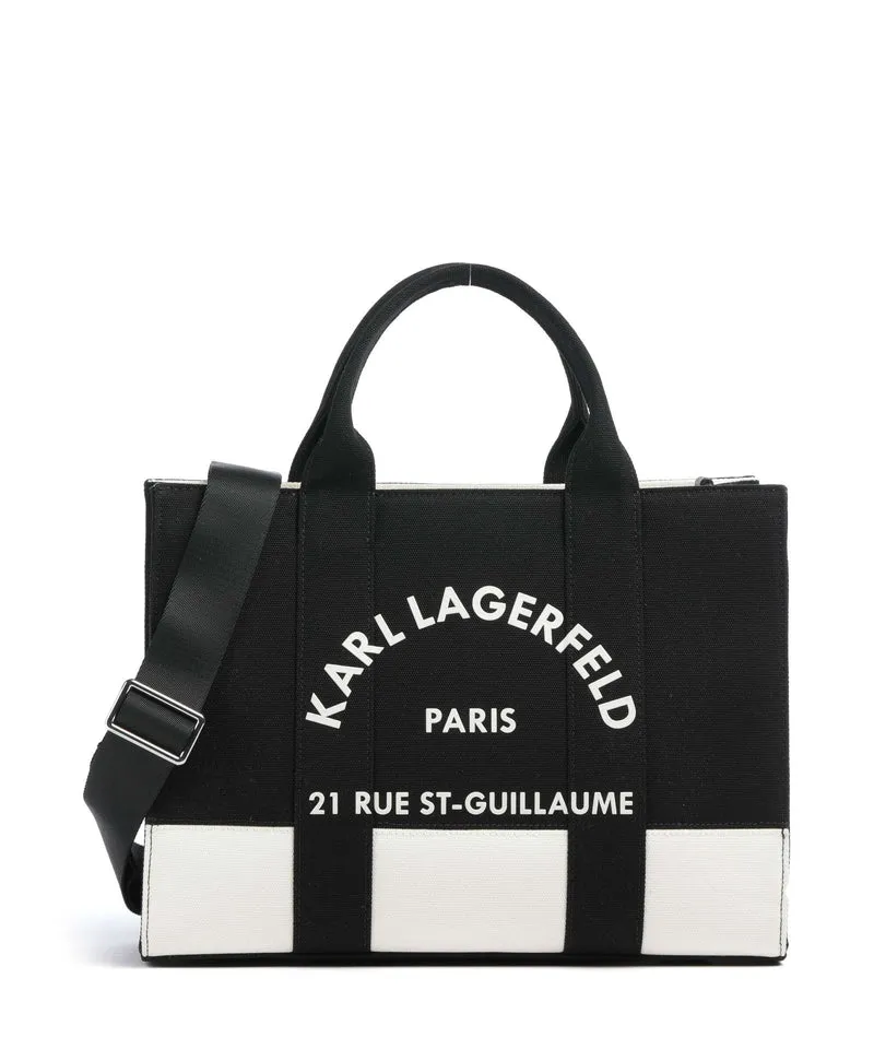 Karl Lagerfeld K/Rue St Guillaume Medium Borsa a mano cannoli cream/black