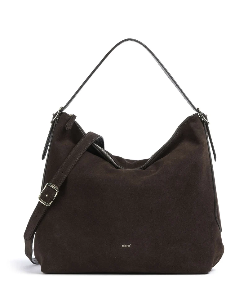 Abro Suede Carina Borsa hobo dark brown