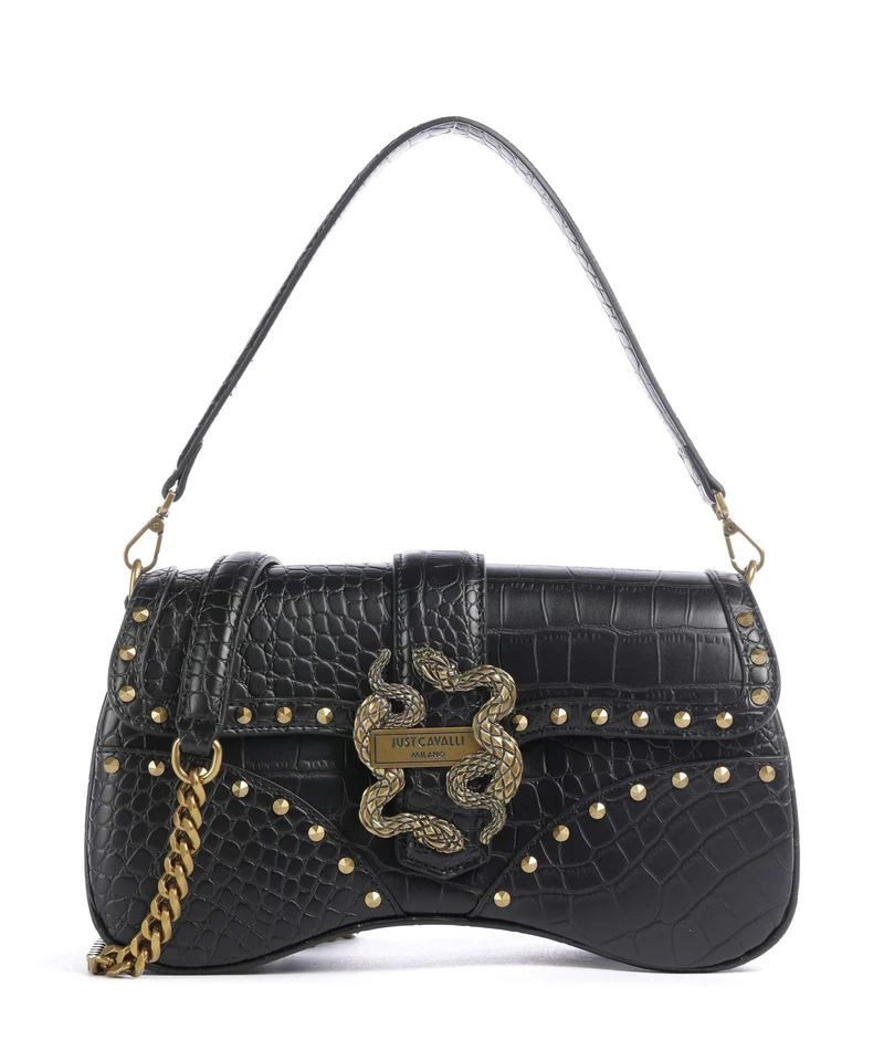 Just Cavalli Iconic Snakes Borsa a spalla black