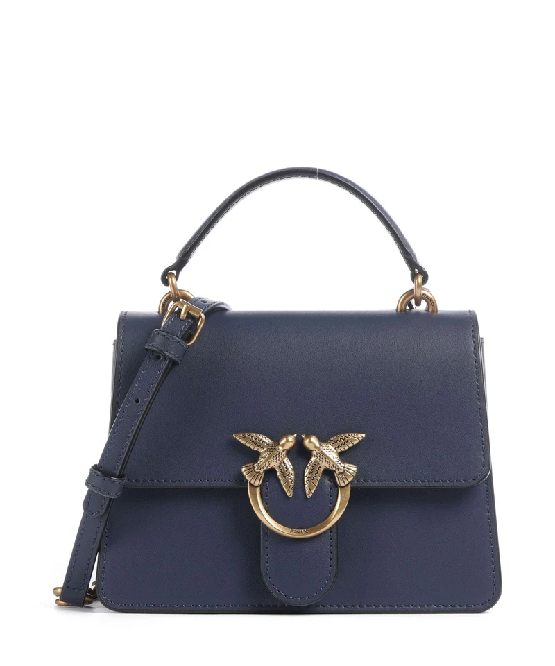 Pinko Love One Mini Borsa a mano blu indaco ombroso/antique gold