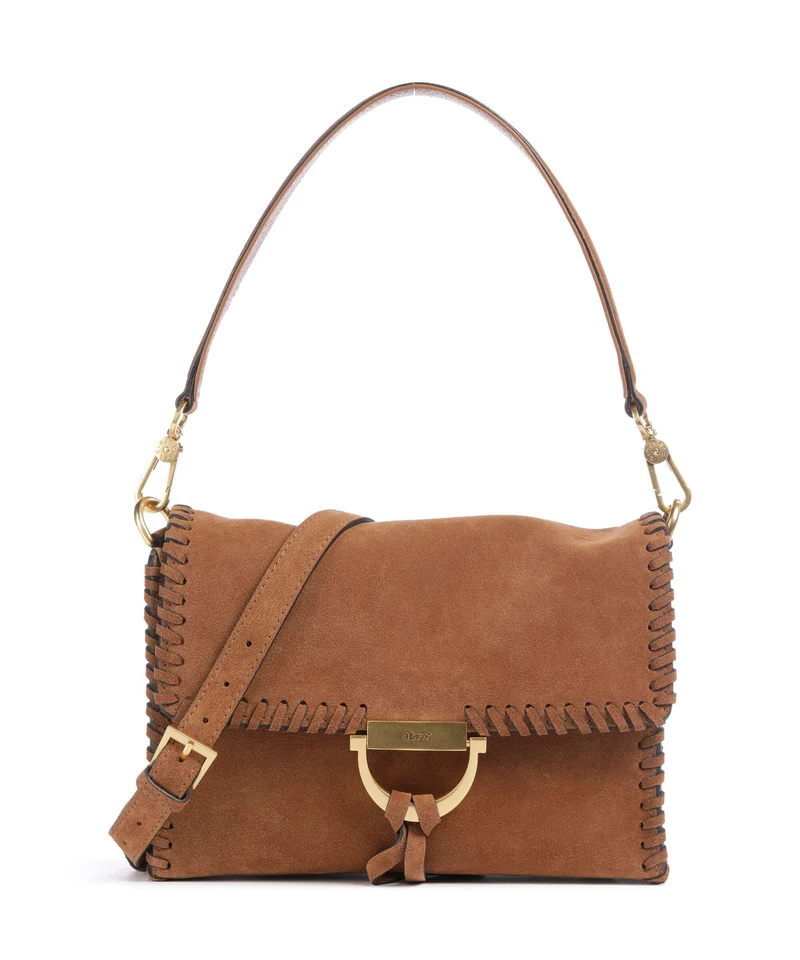 Abro Suede Temi Stitch Borsa a spalla cuoio